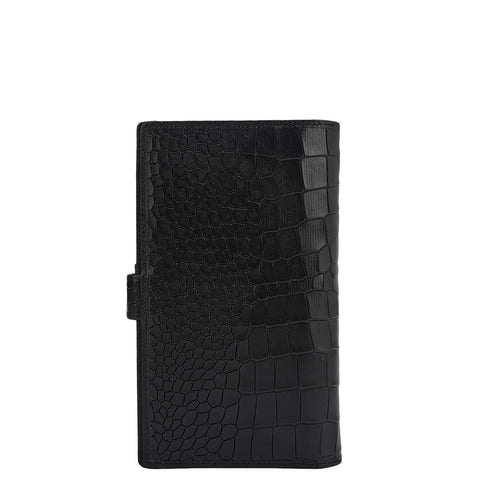 Croco Leather Passport Case - Black