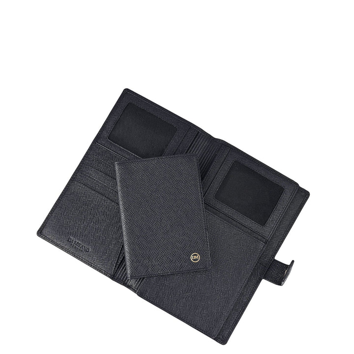 Croco Leather Passport Case - Black