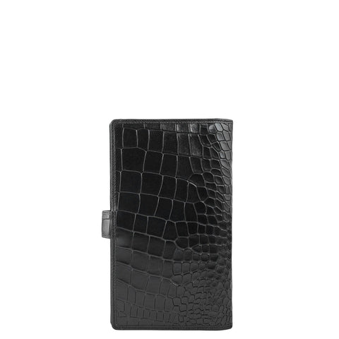 Croco Leather Passport Case - Black