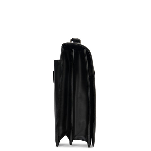 Mat Emboss Plain Leather Portfolio - Black