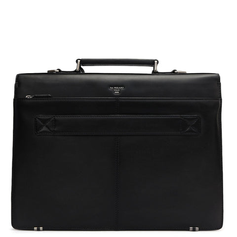 Mat Emboss Plain Leather Portfolio - Black