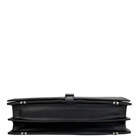 Mat Emboss Plain Leather Portfolio - Black