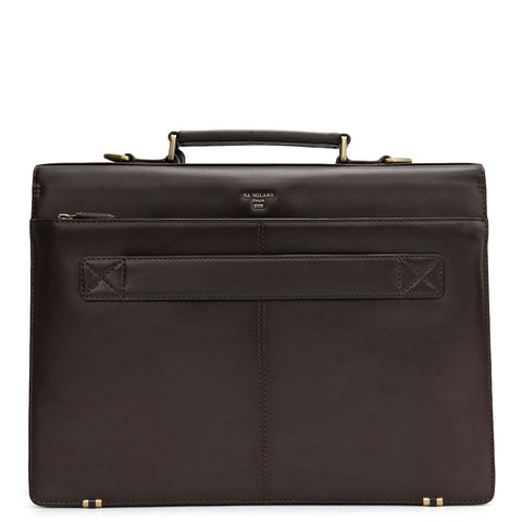 Mat Emboss Plain Leather Portfolio - Brown