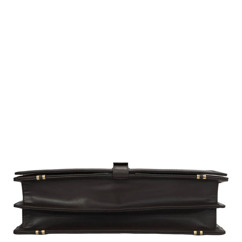 Mat Emboss Plain Leather Portfolio - Brown