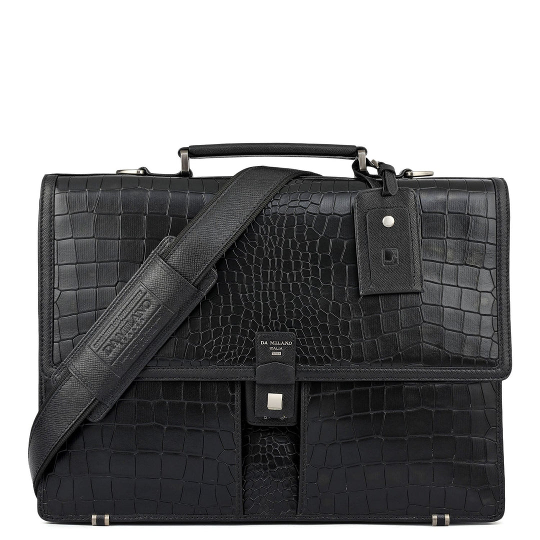 Croco Leather Portfolio - Black
