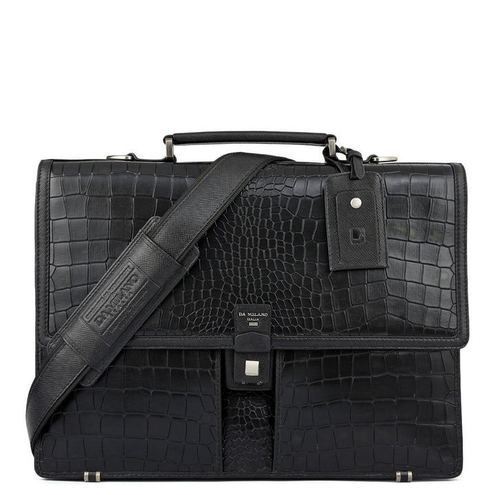 Croco Leather Portfolio - Black