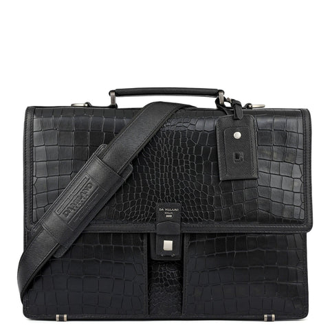 Croco Leather Portfolio - Black