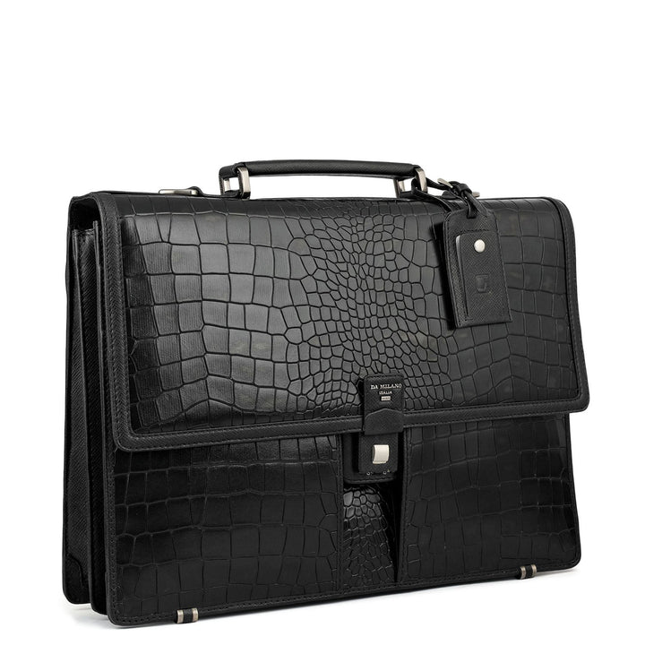 Croco Leather Portfolio - Black