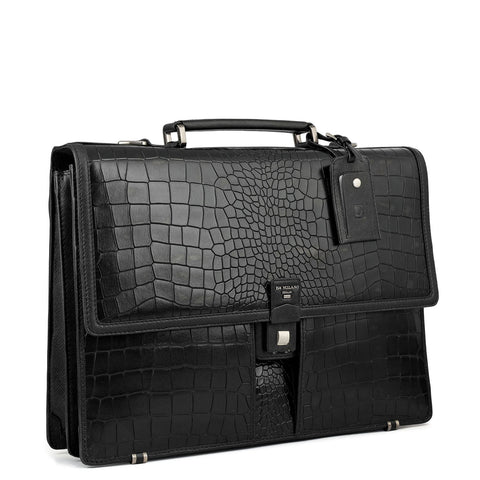 Croco Leather Portfolio - Black