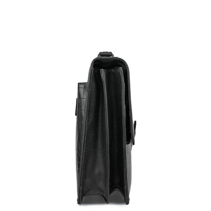 Croco Leather Portfolio - Black