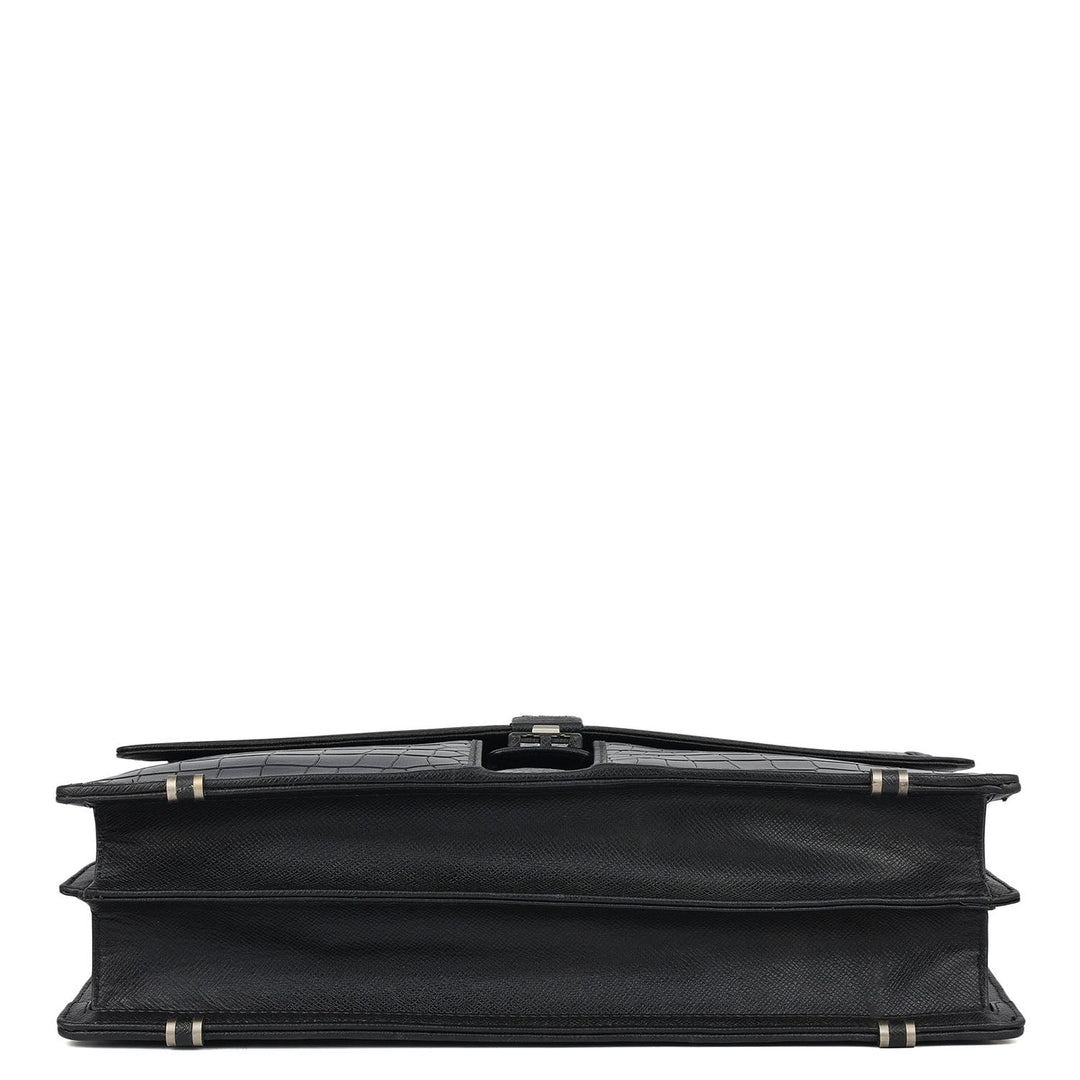 Croco Leather Portfolio - Black