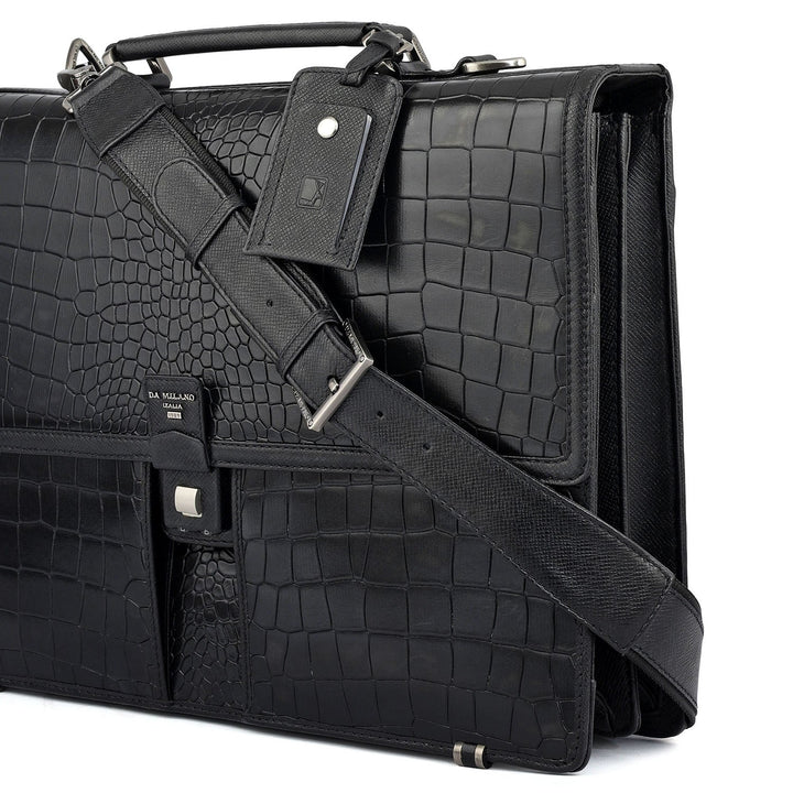 Croco Leather Portfolio - Black