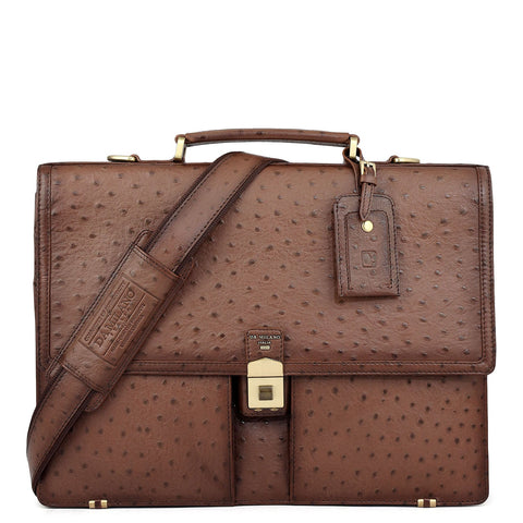 Ostrich Leather Portfolio - Brown