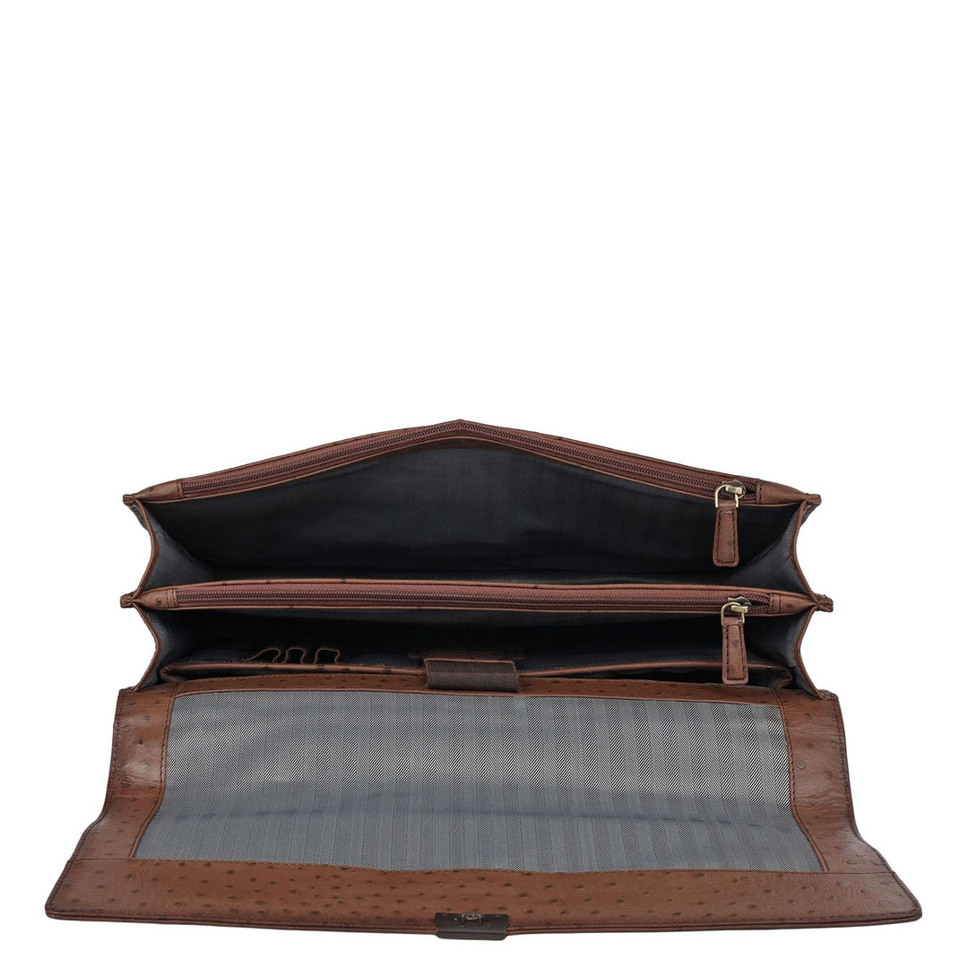 Ostrich Leather Portfolio - Brown