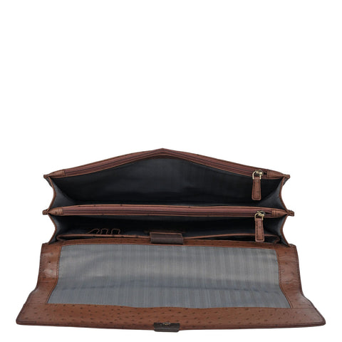 Ostrich Leather Portfolio - Brown