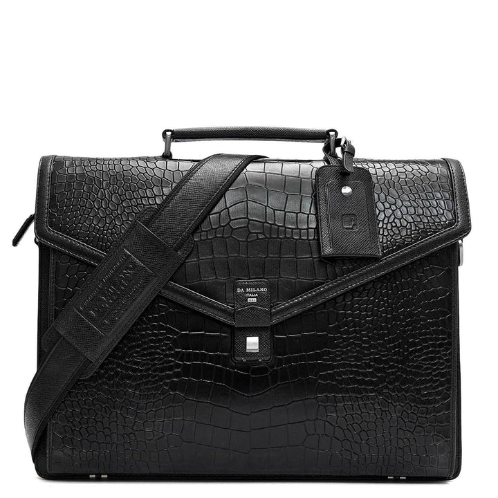 Croco Leather Portfolio - Black