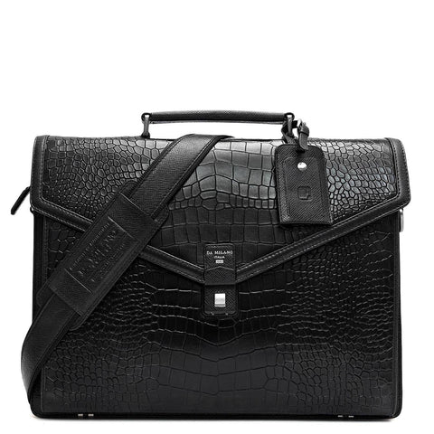 Croco Leather Portfolio - Black