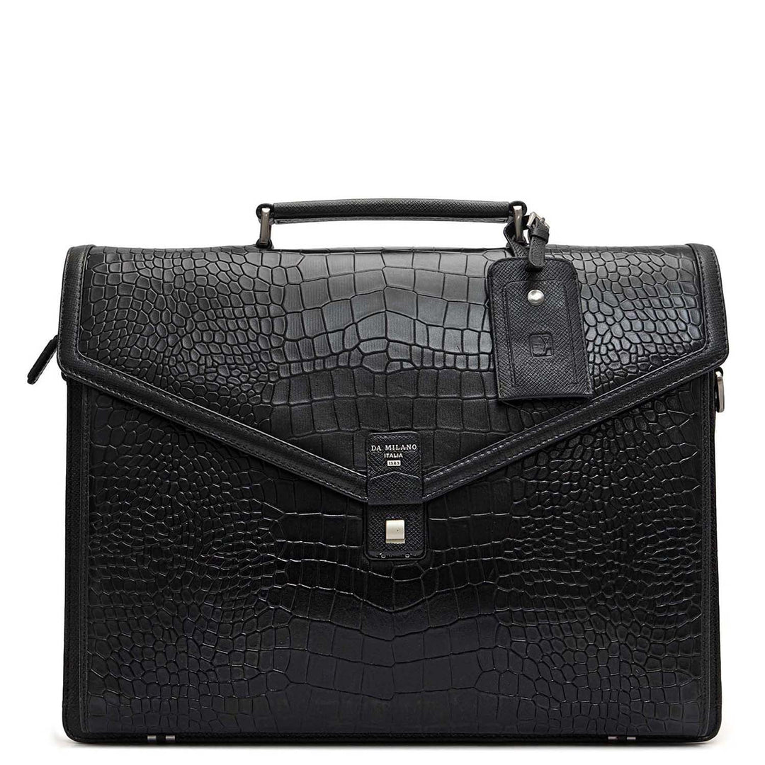 Croco Leather Portfolio - Black