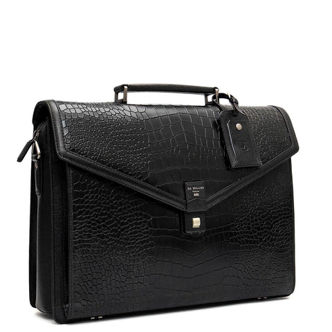 Croco Leather Portfolio - Black