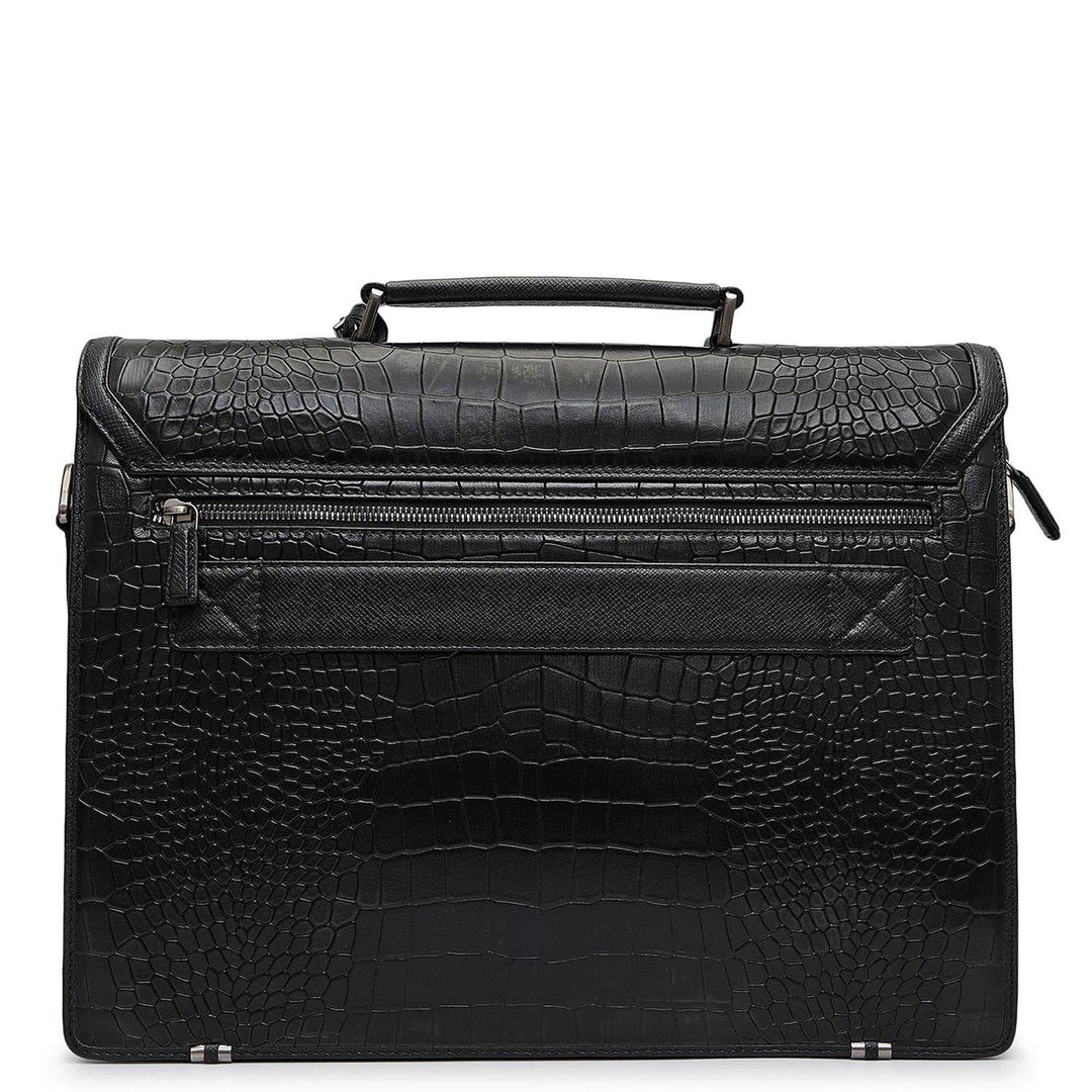 Croco Leather Portfolio - Black