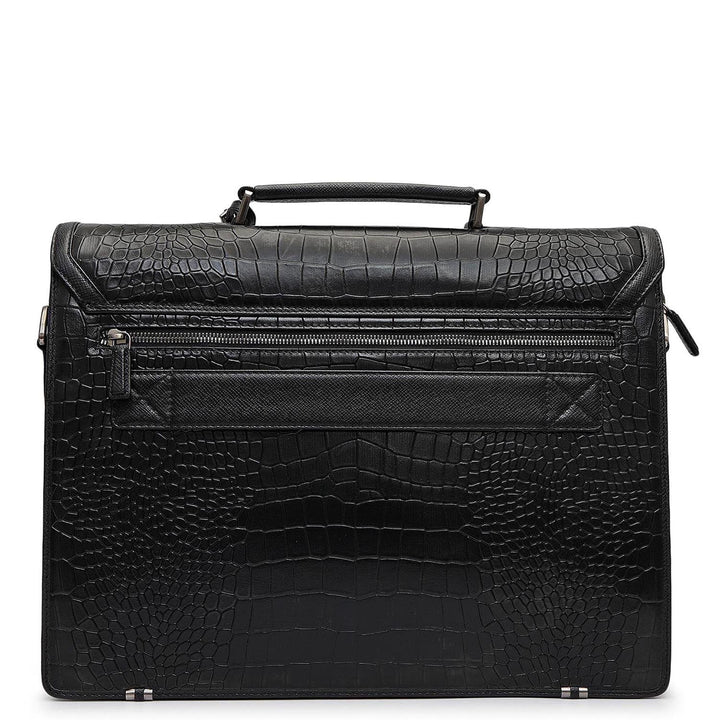 Croco Leather Portfolio - Black