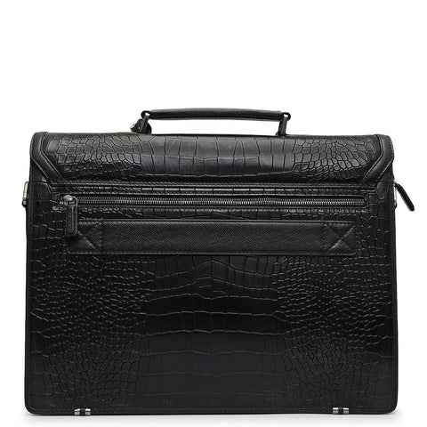 Croco Leather Portfolio - Black