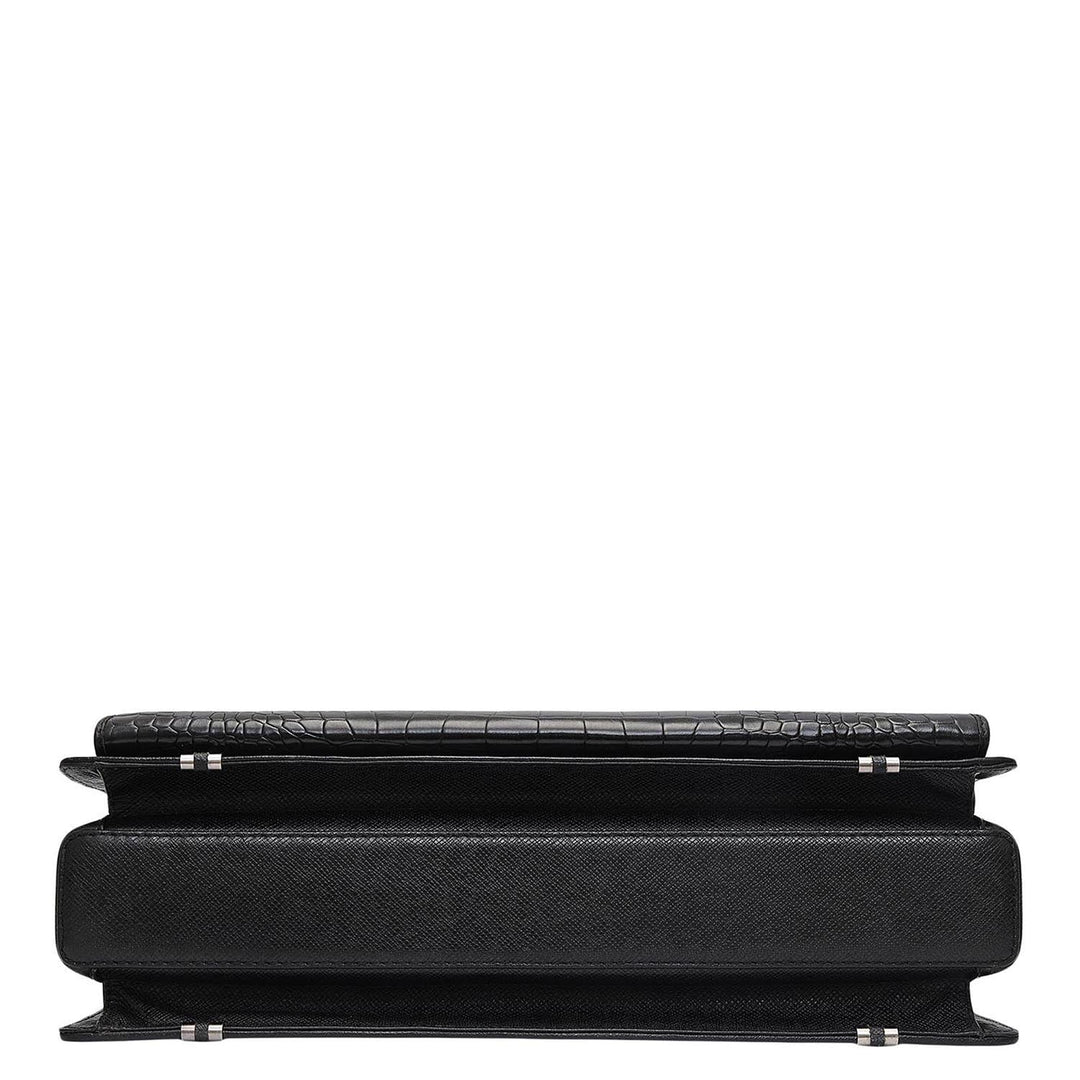 Croco Leather Portfolio - Black