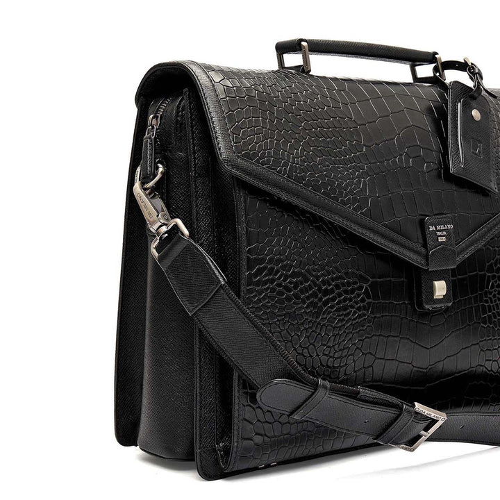 Croco Leather Portfolio - Black