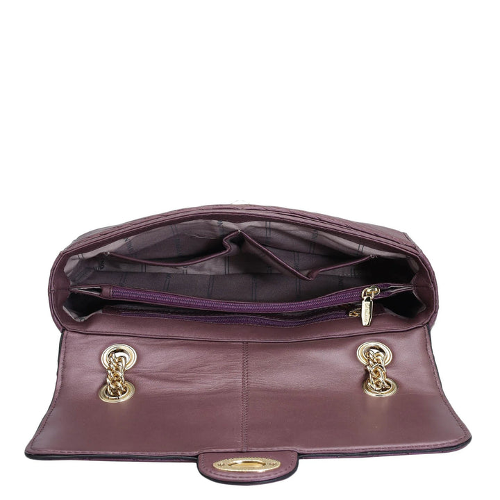 Medium Quilting Leather Shoulder Bag - Plum