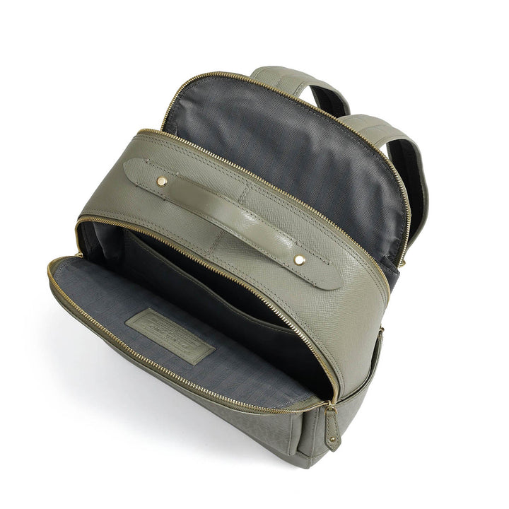Monogram Franzy Leather Backpack - Stone Grey
