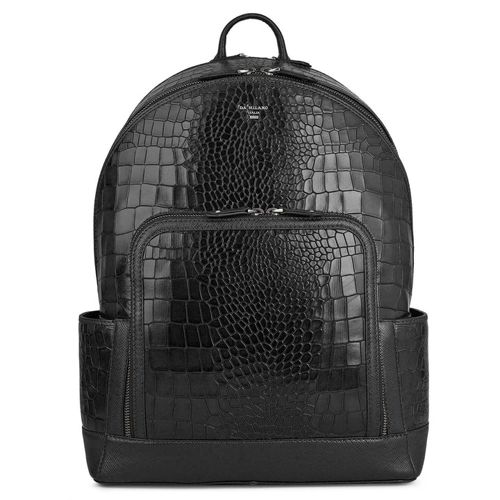 Croco Leather Backpack - Black