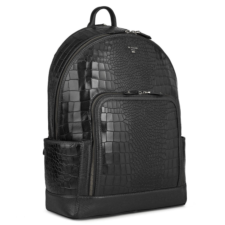 Croco Leather Backpack - Black