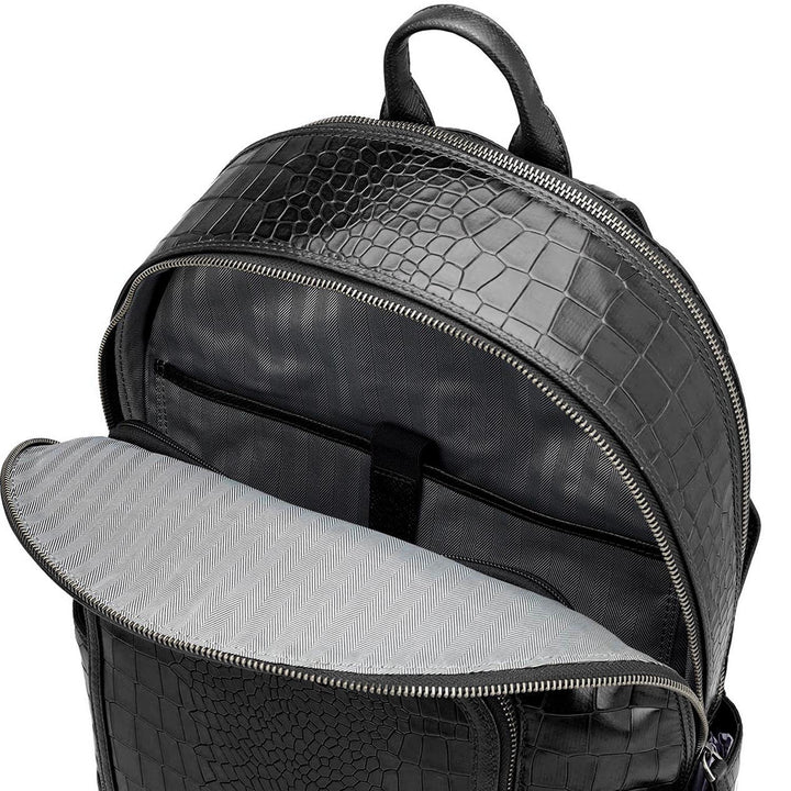 Croco Leather Backpack - Black