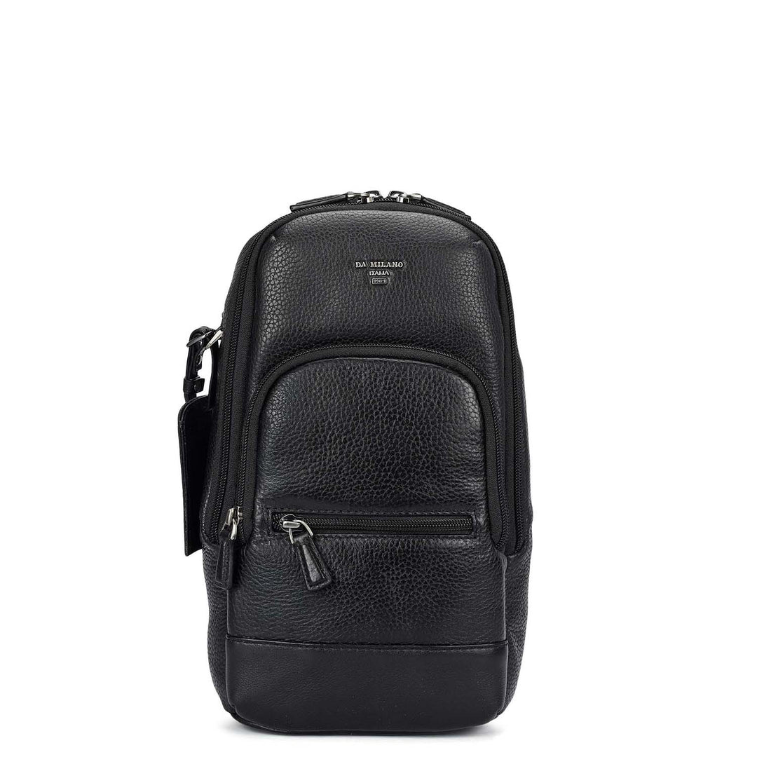 Wax Leather Men Sling - Black
