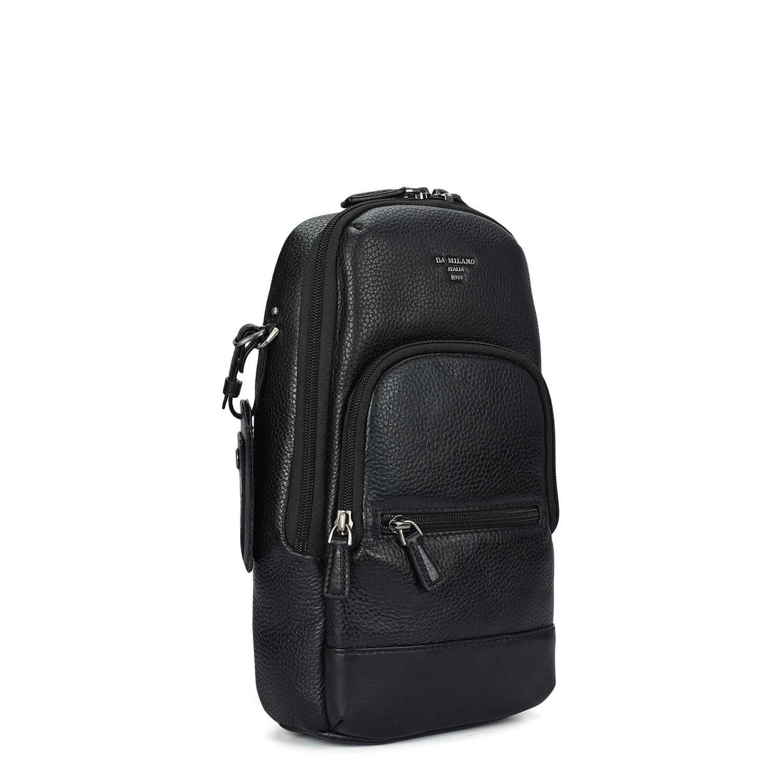 Wax Leather Men Sling - Black