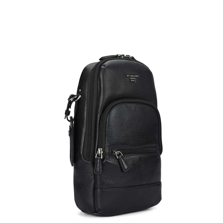 Wax Leather Men Sling - Black