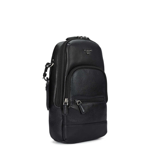 Wax Leather Men Sling - Black