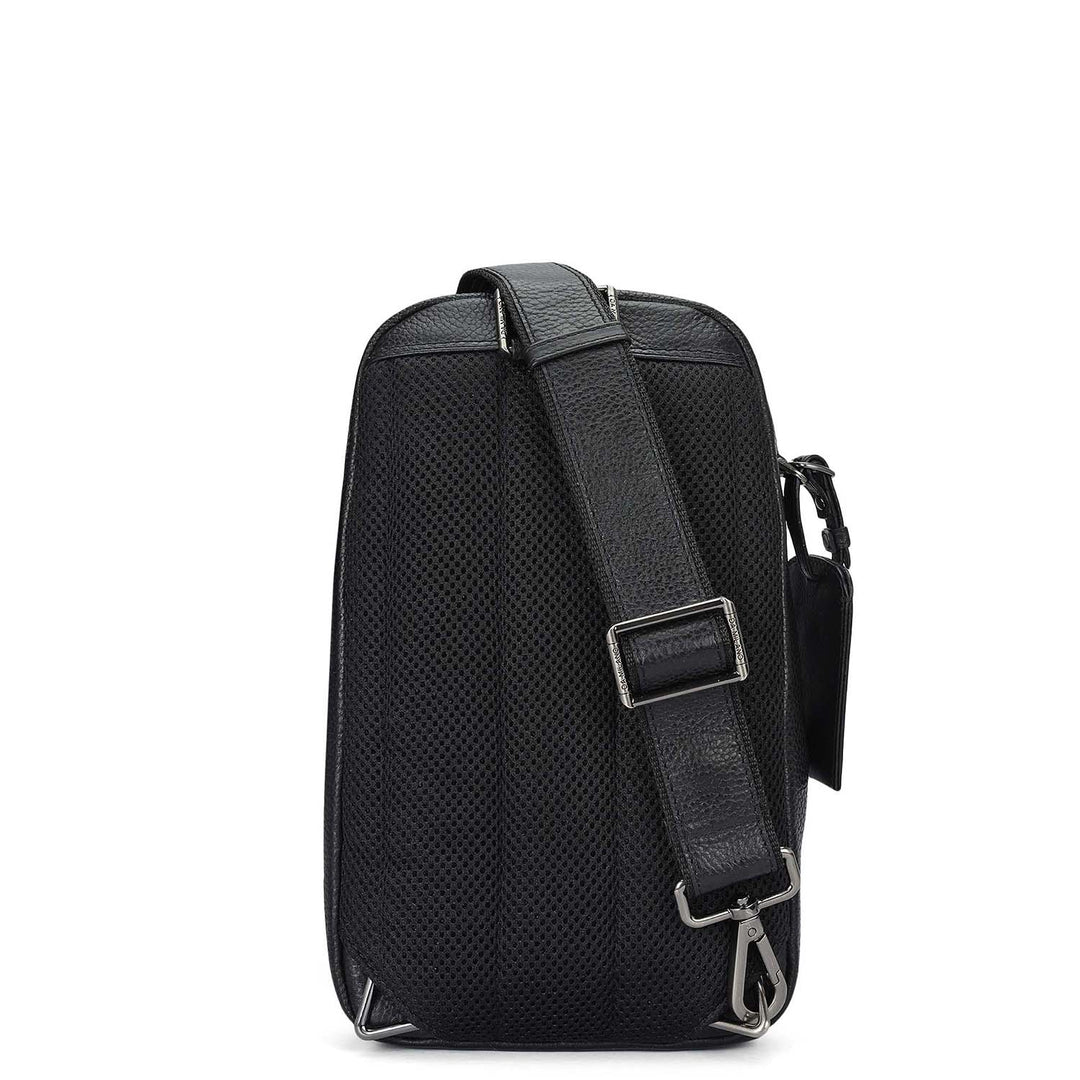 Wax Leather Men Sling - Black