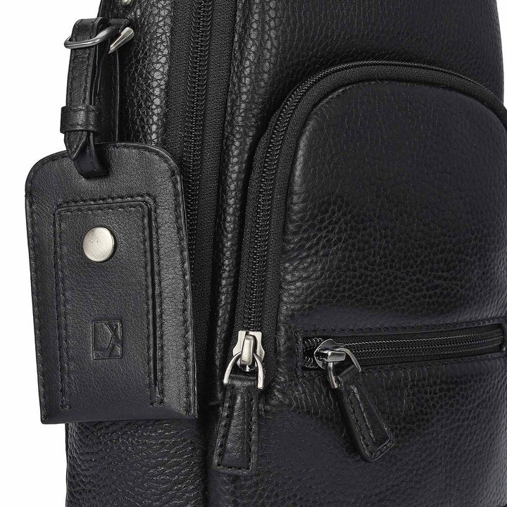 Wax Leather Men Sling - Black