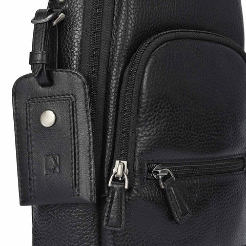 Wax Leather Men Sling - Black