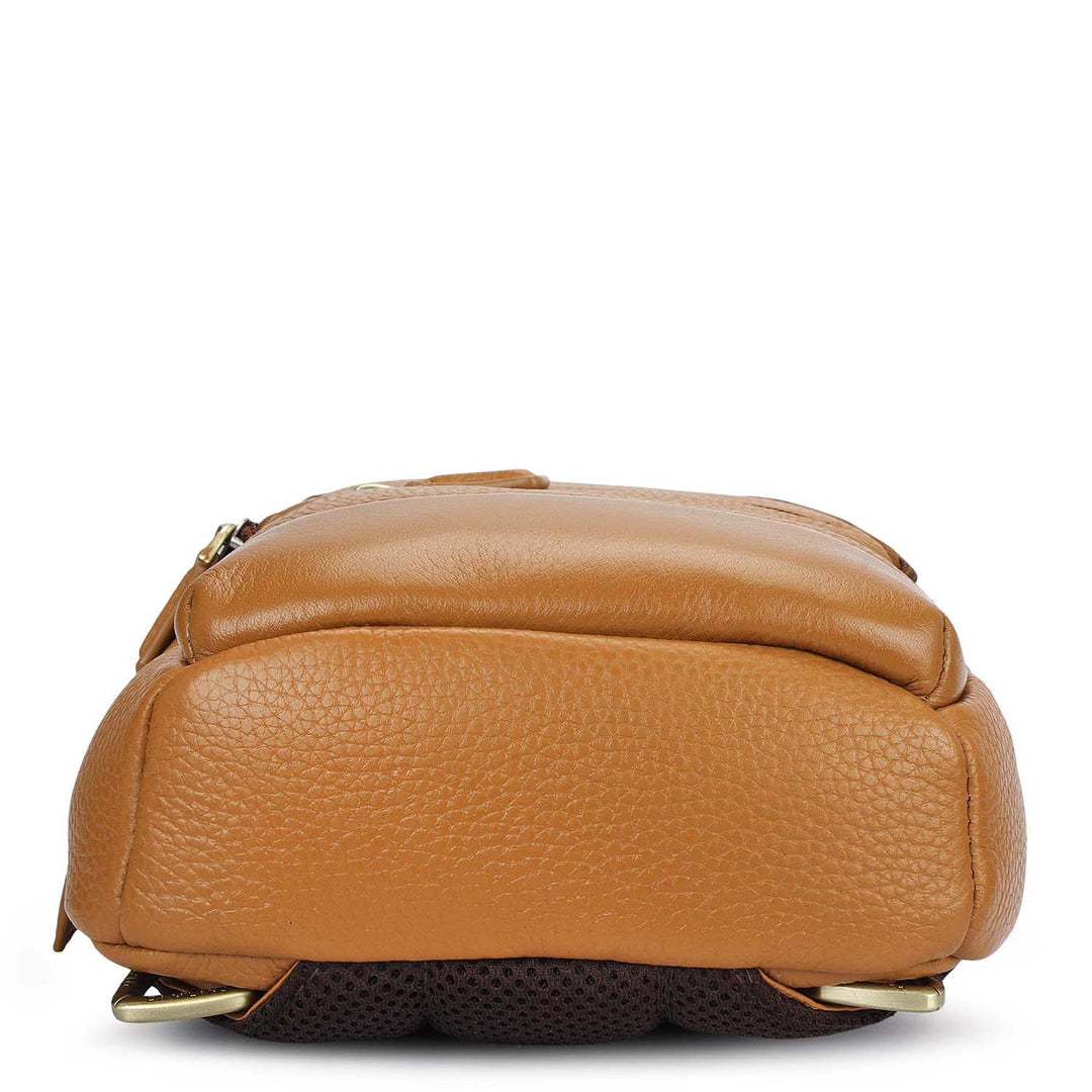 Wax Leather Men Sling - Caramel