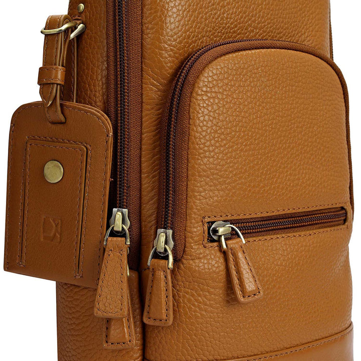 Wax Leather Men Sling - Caramel