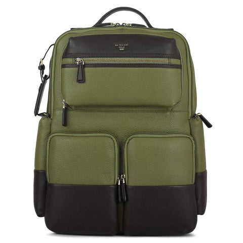 Wax Plain Leather Backpack - Fern