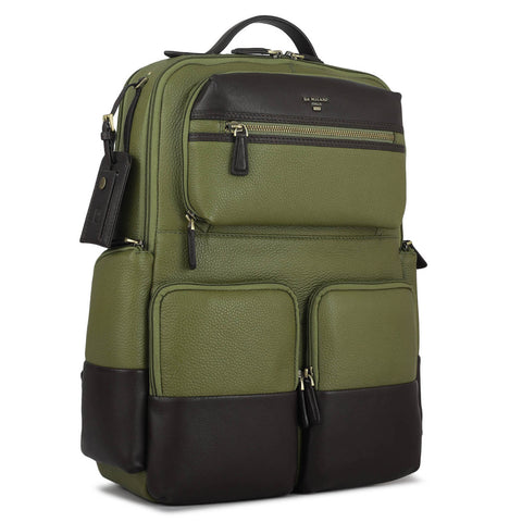 Wax Plain Leather Backpack - Fern