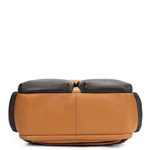 Wax Plain Leather Backpack - Caramel