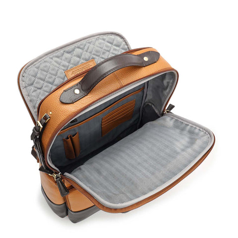 Wax Plain Leather Backpack - Caramel