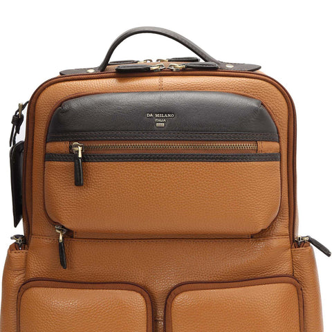 Wax Plain Leather Backpack - Caramel