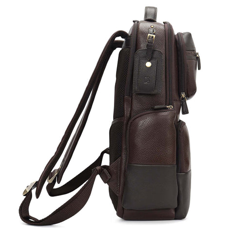 Wax Plain Leather Backpack - Chocolate