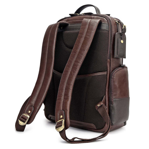 Wax Plain Leather Backpack - Chocolate