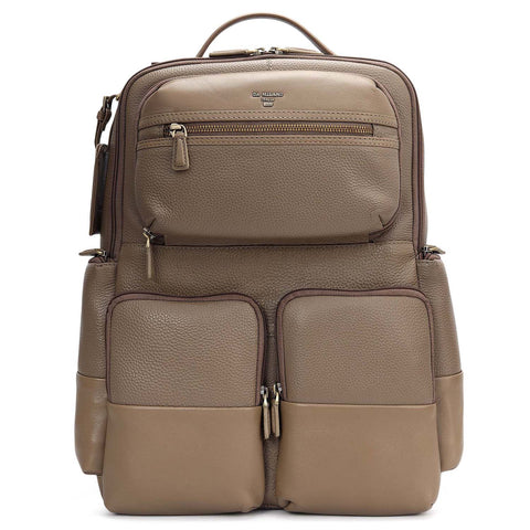 Wax Plain Leather Backpack - Greyish Taupe